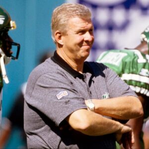 New York Jets head coach Bill Parcells on the sideline against the Miami Dolphins at Dolphin Stadium.