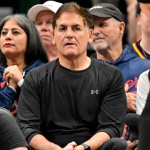 Dallas Mavericks minority owner Mark Cuban watches the game between the Dallas Wings and the Indiana Fever during the first quarter at the American Airlines Center.