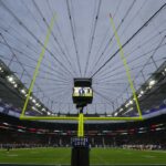 A general overall view of the goal posts during an NFL International Series game between the Indianapolis Colts and the New England Patriots at Deutsche Bank Park.