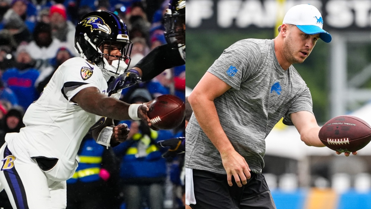 Lamar Jackson (L) and Jared Goff (R)
