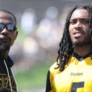 Pittsburgh Steelers cornerback Jalen Ramsey (5) participates in drills during training camp at Saint Vincent College.