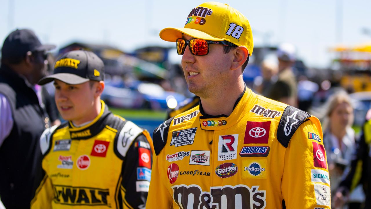 NASCAR Cup Series driver Kyle Busch (right) with Christopher Bell during the Folds of Honor QuikTrip 500 at Atlanta Motor Speedway.