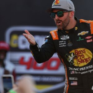 NASCAR Cup Series driver Austin Dillon (3) gestures to fans during driver introductions prior to the NASCAR Cup Series Cook Out 400 at Richmond Raceway.