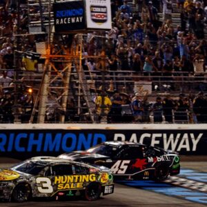 NASCAR Cup Series driver Austin Dillion (3) crosses the start/finish line to win the Cook Out 400 at Richmond Raceway.