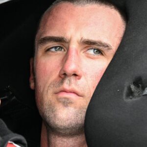 NASCAR Cup Series driver Austin Cindric (2) sits in his car Saturday, July 26, 2025, during qualifying for the Brickyard 400 at Indianapolis Motor Speedway.
