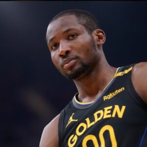 Golden State Warriors forward Jonathan Kuminga (00) stands on the court before a play against the Minnesota Timberwolves in the second quarter during game four of the second round for the 2025 NBA Playoffs at Chase Center.