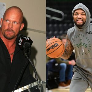 Stone Cold Steve Austin (L) and Damian Lillard (R)
