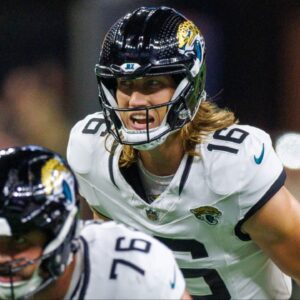 Jacksonville Jaguars quarterback Trevor Lawrence (16) calls for the ball against the New Orleans Saints during the first half at Caesars Superdome.