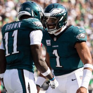 AJ Brown and Jalen Hurts