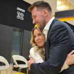 Luka Doncic hugs Lakers co-owner Jeannie Buss