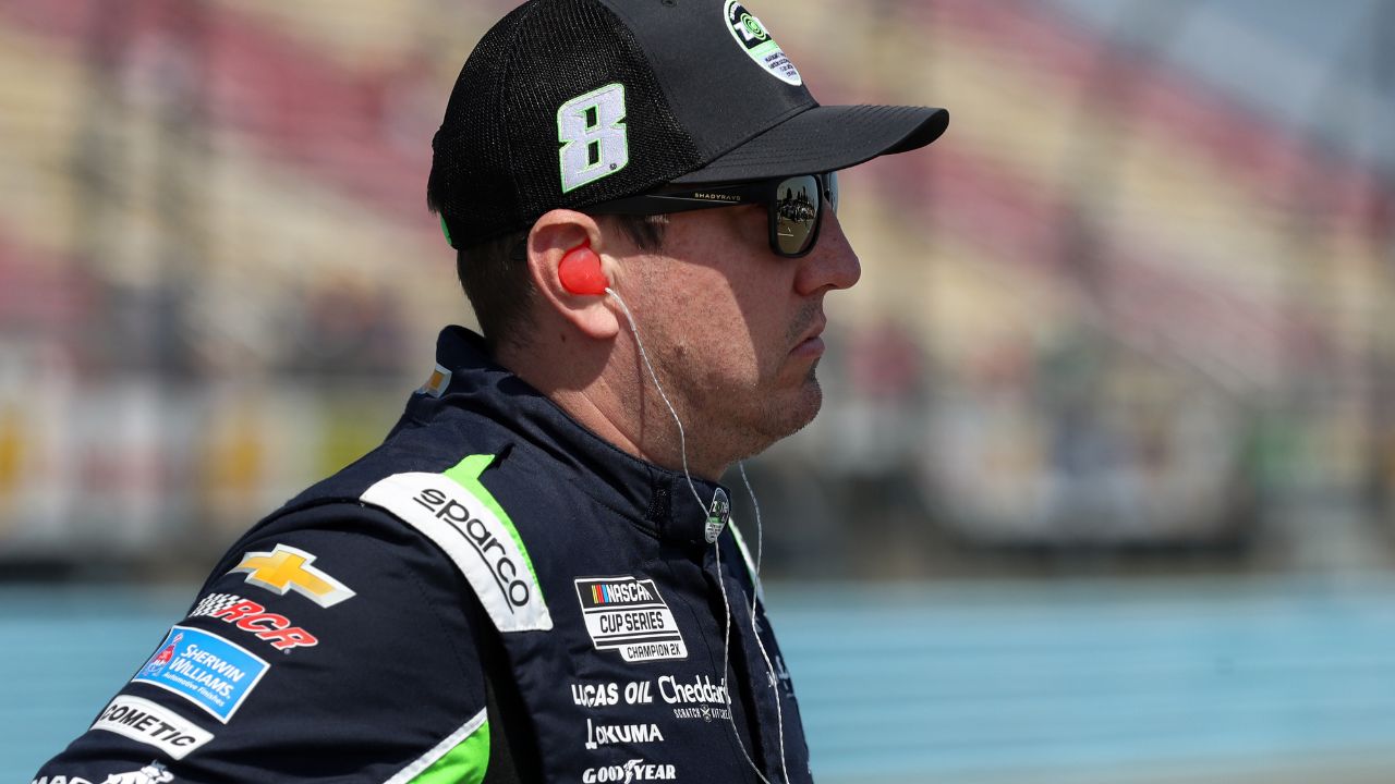 NASCAR Cup Series driver Kyle Busch looks on from pit road during practice and qualifying for the Go Bowling at The Glen at Watkins Glen International.