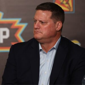 NASCAR chief operating officer Steve O'Donnell speak to the media prior to practice for the NASCAR championship race at Phoenix Raceway.