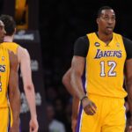 Los Angeles Lakers shooting guard Kobe Bryant (24) and center Dwight Howard (12) in the first half of the game against the Washington Wizards at the Staples Center.
