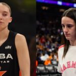 Paige Bueckers (L), Caitlin Clark (R)