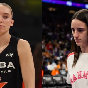 Paige Bueckers (L), Caitlin Clark (R)