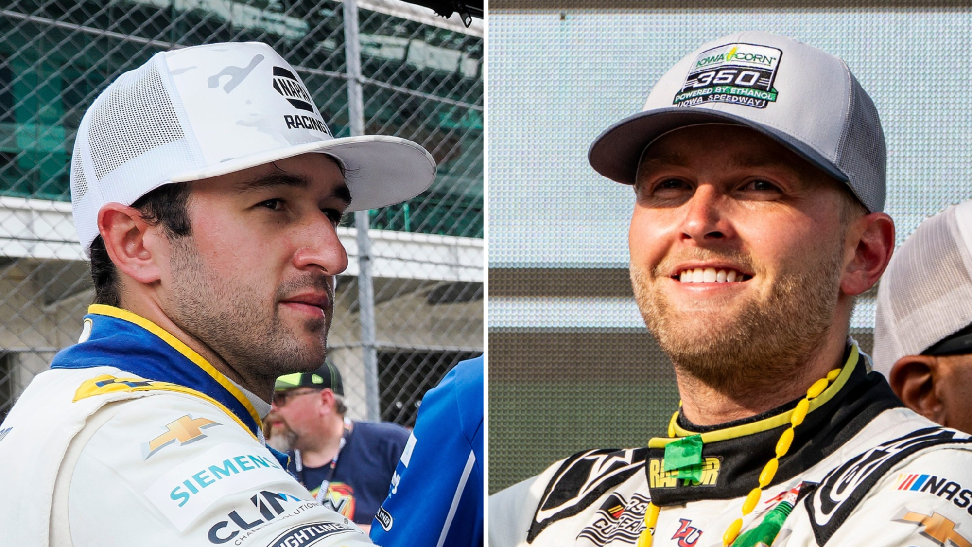 (L-R) NASCAR Cup Series drivers Chase Elliott and William Byron