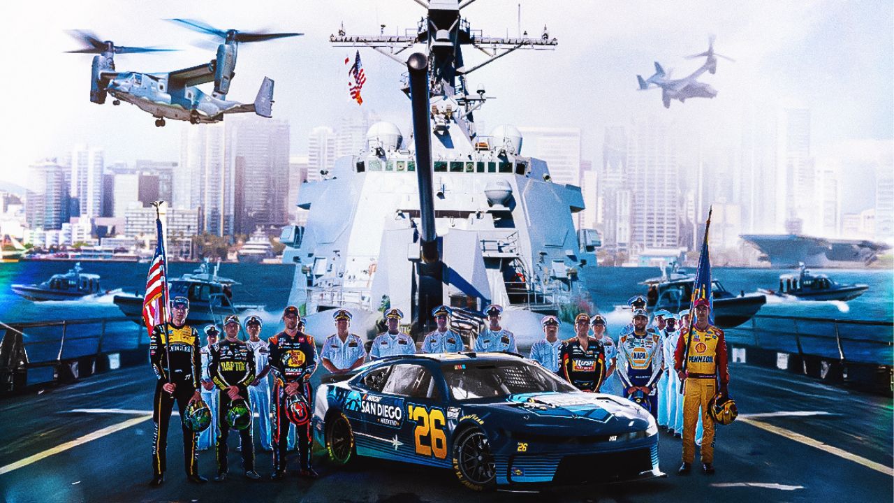 Graphic promoting NASCAR’s 2026 race at Naval Base Coronado in San Diego