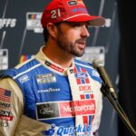 Josh Berry answers questions from the media during NASCAR Cup Series Playoff Media Day at Charlotte Convention Center.
