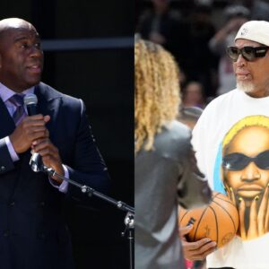 Magic Johnson(L) and Dennis Rodman(R)