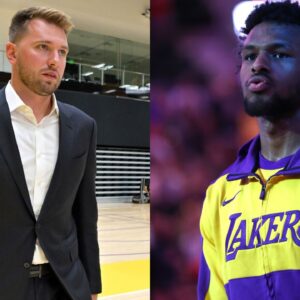 Luka Doncic (L) and Bronny James (R)