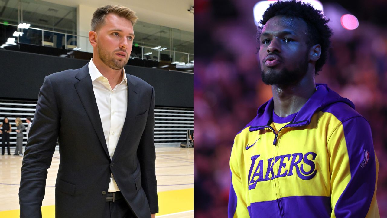 Luka Doncic (L) and Bronny James (R)