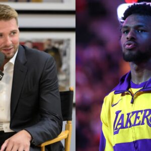 Luka Doncic (L), Bronny James (R)