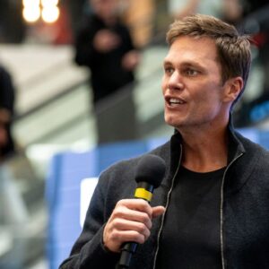 Tom Brady appears at American Dream for the grand opening of Card Vault by Tom Brady, a sports card and memorabilia retailer, East Rutherford, Friday, Apr. 11, 2025.