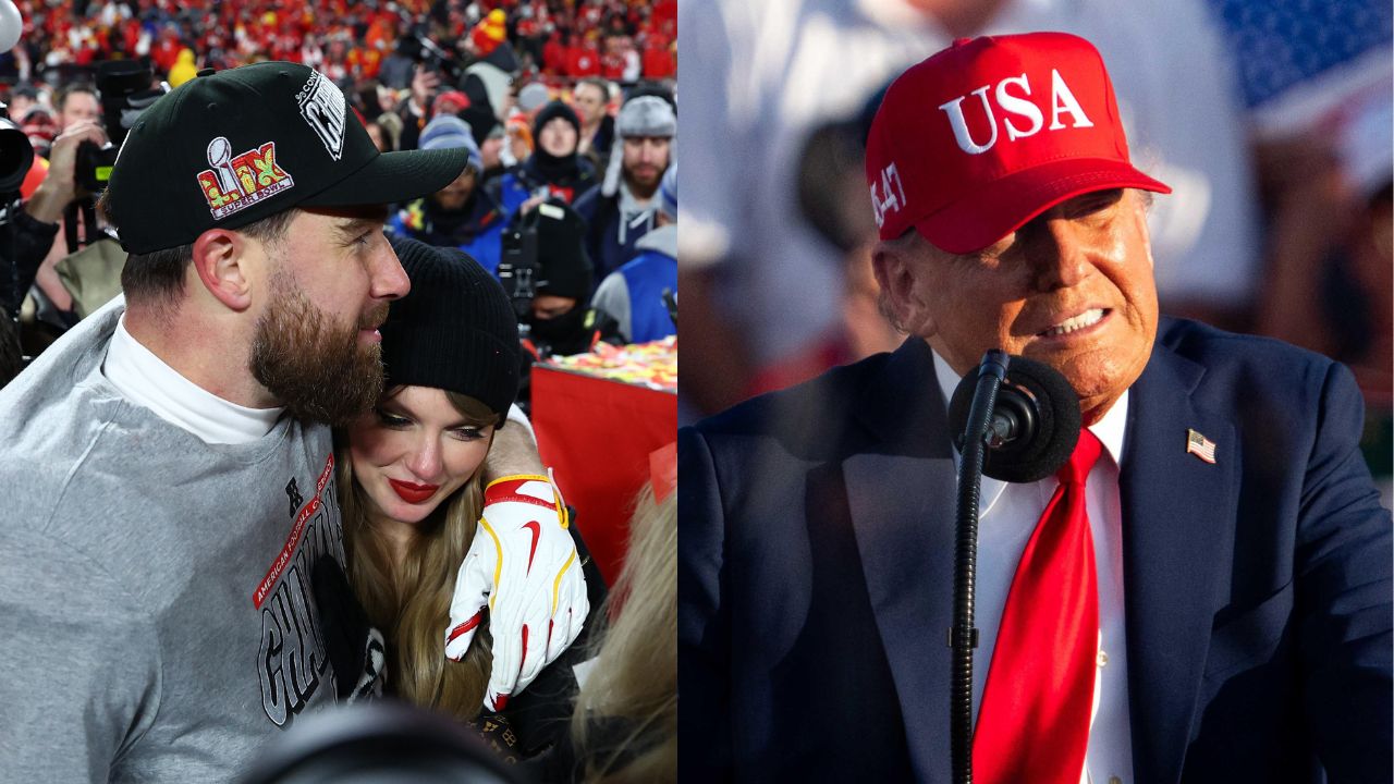 Taylor Swift with Travis Kelce, Donald Trump