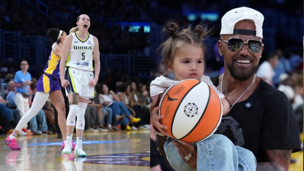 Paige Bueckers (L), Shemar Moore (R)