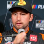Chase Briscoe answers questions from the media during NASCAR Cup Series Playoff Media Day at Charlotte Convention Center.