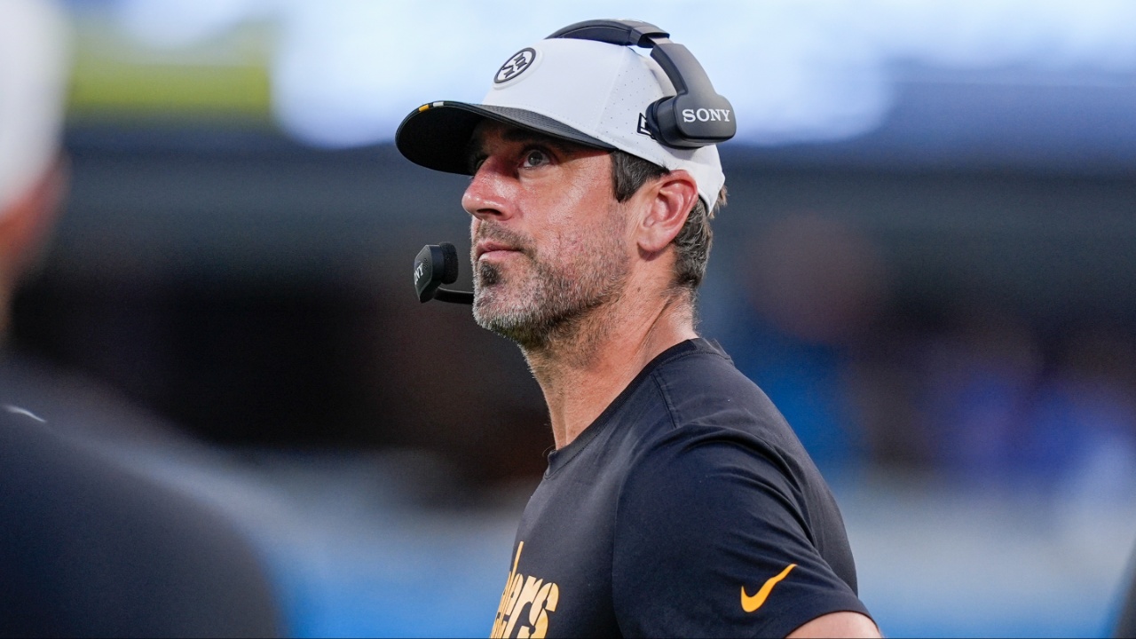 Pittsburgh Steelers quarterback Aaron Rodgers (8) during the first quarter Carolina Panthers at Bank of America Stadium.