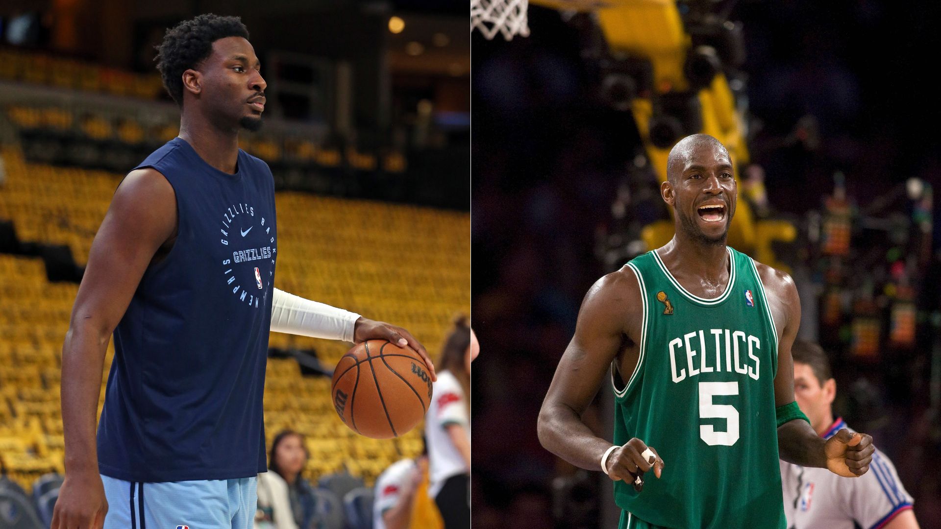 Jaren Jackson Jr. (L) and Kevin Garnett (R)
