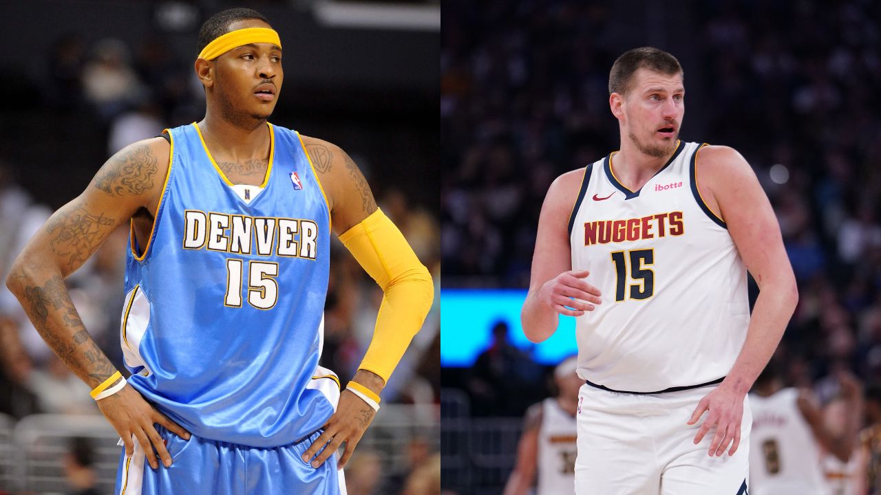 Carmelo Anthony (L), Nikola Jokic (R)