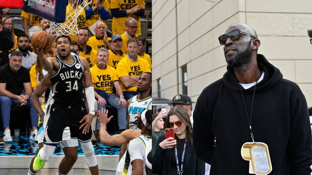 Giannis Antetokounmpo (L), Kevin Garnett (R)