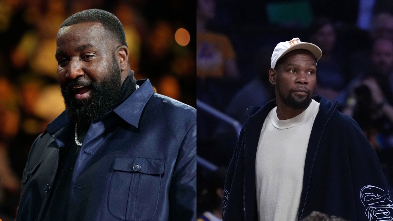 Kendrick Perkins (L), Kevin Durant (R)