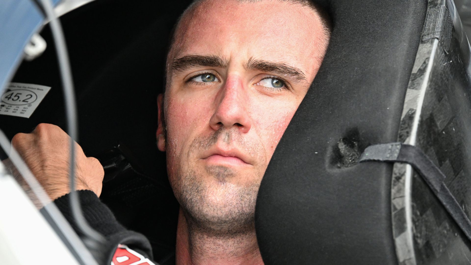 NASCAR Cup Series driver Austin Cindric (2) sits in his car Saturday, July 26, 2025, during qualifying for the Brickyard 400 at Indianapolis Motor Speedway.