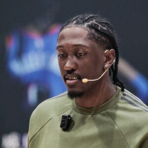 USA star Jalen Williams interacts with fans during his 2025 China Tour on August 12, 2025 in Shanghai,