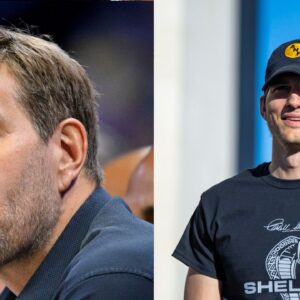 Dirk Nowitzki (L), Ashton Kutcher (R)