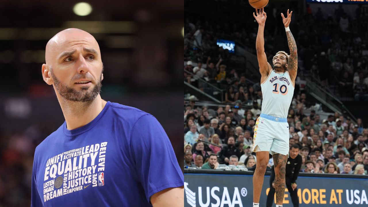 Marcin Gortat (L), Jeremy Sochan (R)