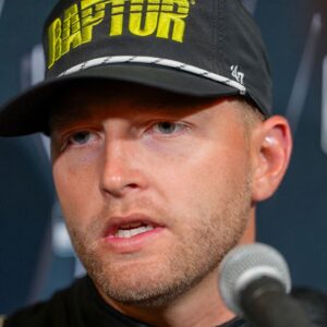 William Byron answers questions from the media during NASCAR Cup Series Playoff Media Day at Charlotte Convention Center.