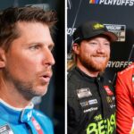 Denny Hamlin, Tyler Reddick and Bubba Wallace