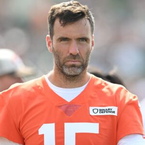 Cleveland Browns quarterback Joe Flacco (15) during training camp at CrossCountry Mortgage Campus.