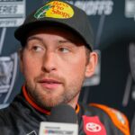 Chase Briscoe answers questions from the media during NASCAR Cup Series Playoff Media Day at Charlotte Convention Center.