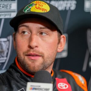 Chase Briscoe answers questions from the media during NASCAR Cup Series Playoff Media Day at Charlotte Convention Center.
