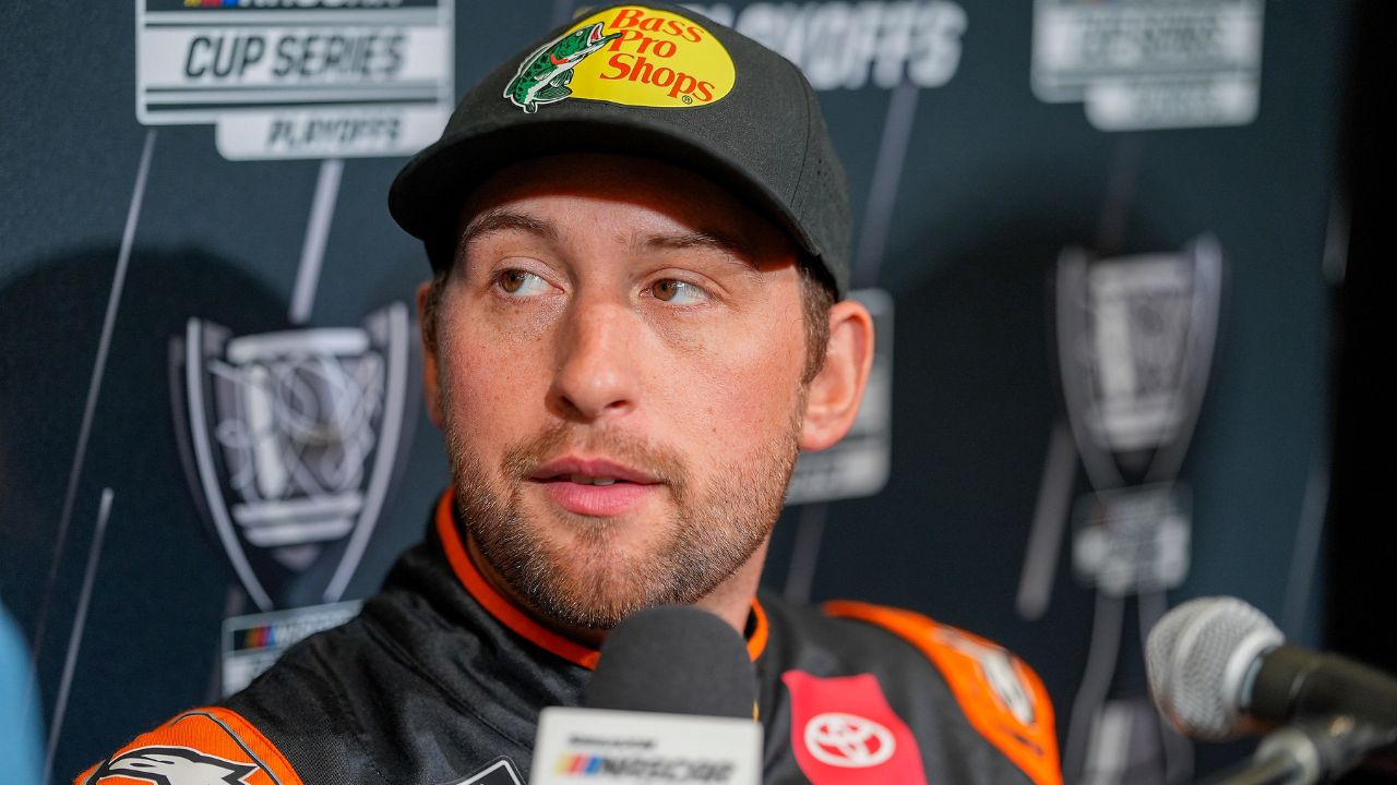 Chase Briscoe answers questions from the media during NASCAR Cup Series Playoff Media Day at Charlotte Convention Center.