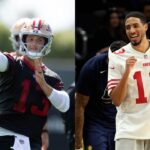 Brock Purdy (L), Tyrese Haliburton (R)