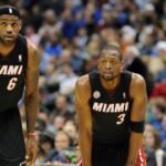 December 20, 2012: Miami Heat small forward LeBron James 6 and Miami Heat shooting guard Dwyane Wade 3 chat during an NBA Basketball Herren USA game between the Miami Heat and the Dallas Mavericks at the American Airlines Center in Dallas, TX