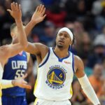 Moses Moody and Stephen Curry, GS Warriors