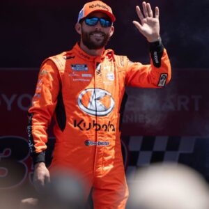 NASCAR Cup Series driver Ross Chastain (1) waves after being introduced to fans before the start of the NASCAR Toyota / Save Mart 360 at Sonoma Raceway.