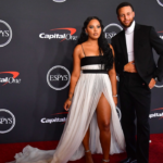 Golden State Warriors player Stephen Curry and wife Ayesha Curry arrive at the Red Carpet for the 2022 ESPY at Dolby Theater.